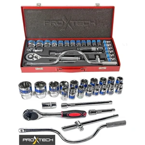 Profesyonel Metal Kutulu 24 Adet/takım Cırcır Kollu Aracı Set Oto Mekanik Lokma Set