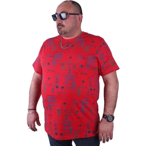 Büyük Beden Sıfır Yaka Tişört Compass Holiday 23151 Kırmızı