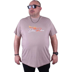 Büyük Beden Sıfır Yaka Tişört Wings 23112 Toprak