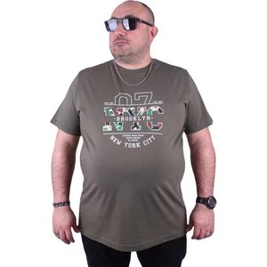 Büyük Beden Sıfır Yaka Tişört Nyc 23115 Hakı