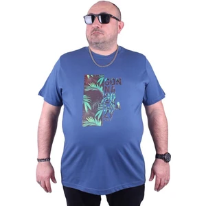Büyük Beden Erkek Sıfır Yaka Tişört Crazy 23116 Indıgo