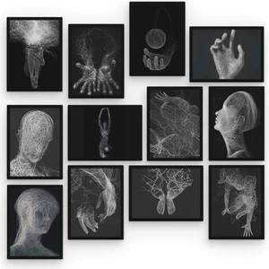 Zeron Tasarım Siyah Beyaz 12 Parça Ahşap Mdf Tablo ZLLTB193