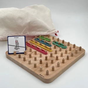 Montessori Eğitici Ahşap Oyuncak – Lastik Geçirme Çocuk Oyuncağı