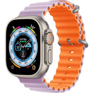 Apple Watch 38 40 41 42 44 45 49 MM Uyumlu Kordon Çift Renkli Ayarlanabilir Titanium Tokalı Şık Ocean Silicone Loop Strap