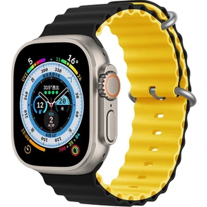 Apple Watch 38 40 41 42 44 45 49 MM Uyumlu Kordon Çift Renkli Ayarlanabilir Titanium Tokalı Şık Ocean Silicone Loop Strap