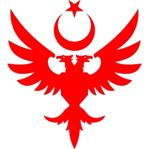 Anadolu Selçuklu Çift Başlı Kartalı Ay Yıldız Beyaz Sticker 19X14.5 cm