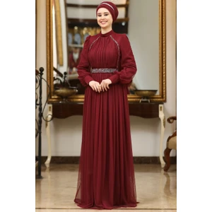 Efsane Tesettür Abiye Bordo