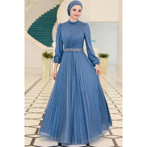 Dila Tesettür Abiye Indigo