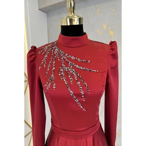 Mina Tesettür Abiye Bordo