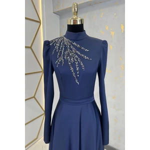 Mina Tesettür Abiye Lacivert