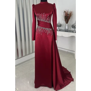 Ceyla Kuyruklu Tesettür Abiye Bordo