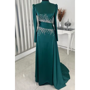 Ceyla Kuyruklu Tesettür Abiye Zümrüt