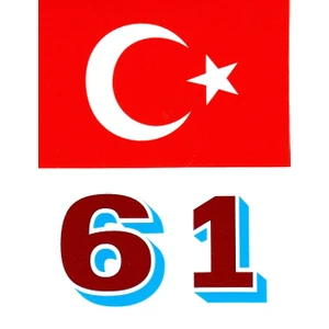 Türkiye Bayraklı 61 Plaka Kodu Ön Cam Sticker Trabzon Sticker