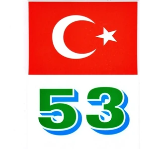 Türkiye Bayraklı Rize 53 Plaka Kodu Ön Cam Sticker 53 Rize