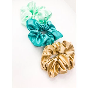 Kadın 3 ' Lü Saten  Saç Lastik Toka Seti