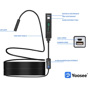 Yoosee Wifi & USB LED Tel Yılan 1080P Full Hd Endoskop Su Geçirmez Kamera 5 mt