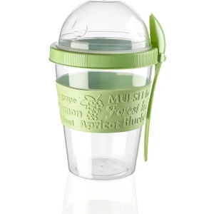 Take'n Go Kapaklı Kaşıklı Hazırla ve Çık Hazneli Yoğurt Kabı 600 ml (Yeşil)