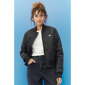 Regular Fit Normal Kesim Bisiklet Yaka Siyah Bomber Ceket