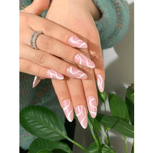 TipsArt Beyaz Pembe 24’lü Takma Tırnak Seti & Zararsız Yapıştırıcı