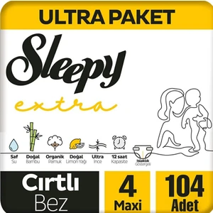 Extra Avantajlı Bebek Bezi 4 Numara Maxi 104 Lü