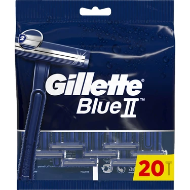 Gillette Blue2 Kullan At Tıraş Bıçağı 20'li Extra Büyük Paket Ergonomik Tasarım ile Hassas