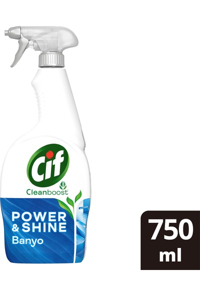 Cif Power Shine Cleanboost Sprey Temizleyici Banyo İçin Temizleyici ve Kireç Çözücü 750 ML
