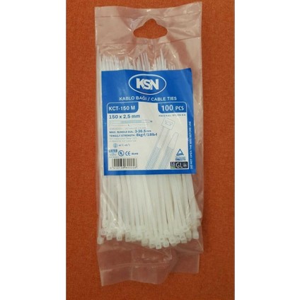 Kablo Bağı Plastik Kelepçe Beyaz 2.5X100 mm - 1000 Adet