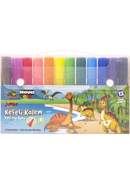 Nova Color Keçeli Kalem Jumbo 12 Renk