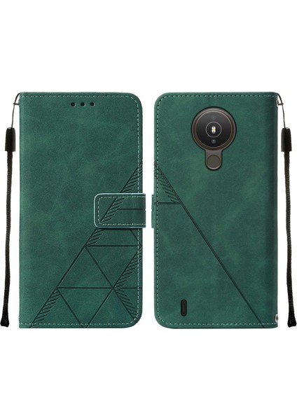 1.4 Için Kabartmalı Pu Deri Stand Cüzdan Telefon Kılıfı - Yeşil (Yurt Dışından)