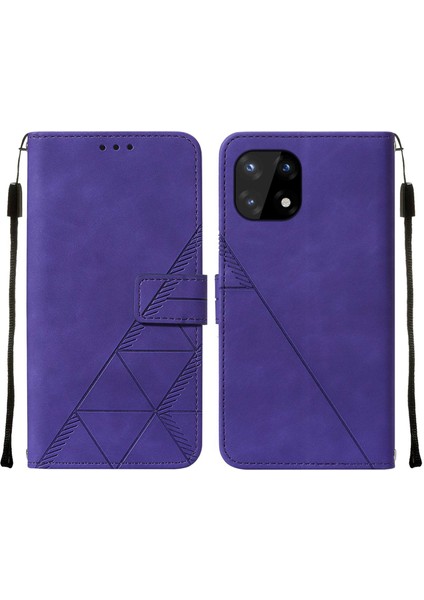 10 Pro Için Kabartmalı Pu Deri Stand Cüzdan Telefon Kılıfı - Mor (Yurt Dışından)