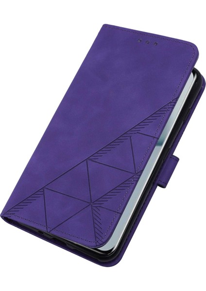 10 Pro Için Kabartmalı Pu Deri Stand Cüzdan Telefon Kılıfı - Mor (Yurt Dışından)