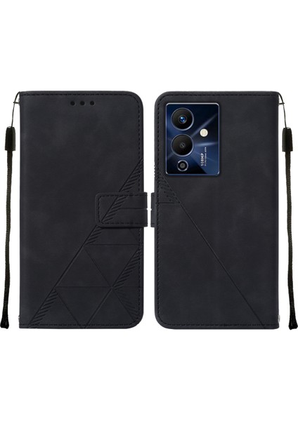 Note 12 Pro 5g Için Kabartmalı Pu Deri Stand Cüzdan Telefon Kılıfı - Siyah (Yurt Dışından)