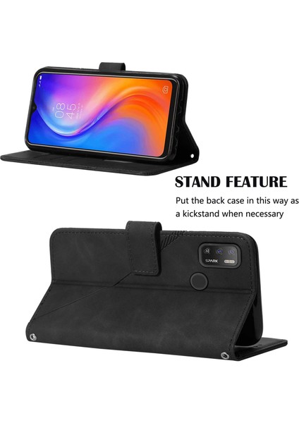 Spark 5 Air / Spark 6 Air Için Kabartmalı Pu Deri Stand Cüzdan Telefon Kılıfı - Siyah (Yurt Dışından) fiyatları