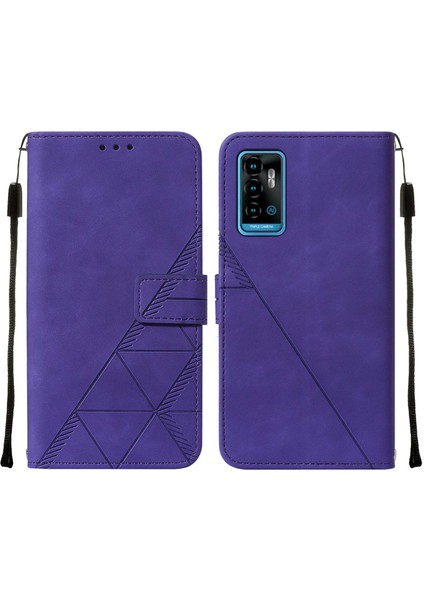 Blade A71 Için Kabartmalı Pu Deri Stand Cüzdan Telefon Kılıfı - Mor (Yurt Dışından)