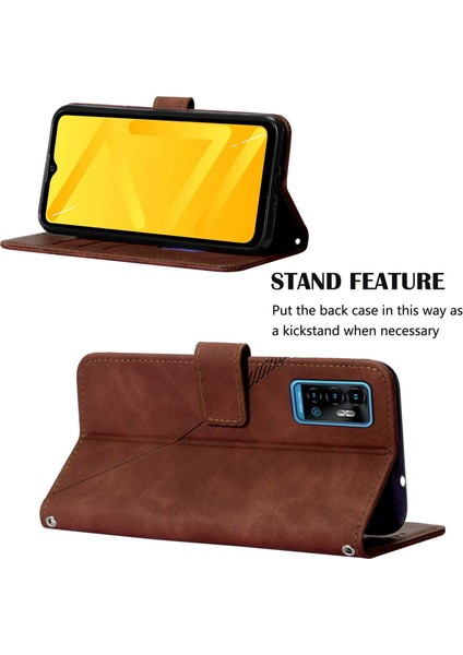 Blade A71 Için Kabartmalı Pu Deri Stand Cüzdan Telefon Kılıfı - Kahverengi (Yurt Dışından)