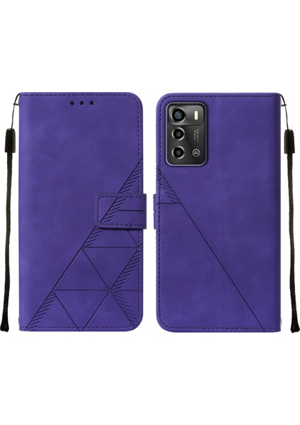 Blade A72 Için Kabartmalı Pu Deri Stand Cüzdan Telefon Kılıfı - Mor (Yurt Dışından)
