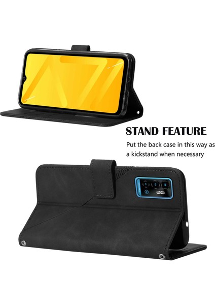 Blade A71 Için Kabartmalı Pu Deri Stand Cüzdan Telefon Kılıfı - Siyah (Yurt Dışından)