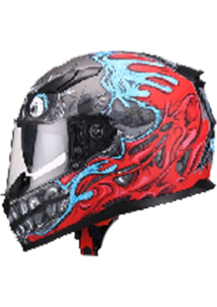 816 Mat Teeth Red Full Face Motosiklet Kaski