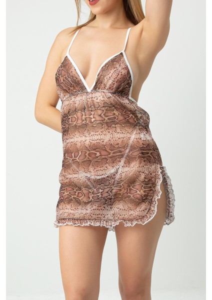 Phevos Desenli Göğüs Dekolteli Gecelik modelleri