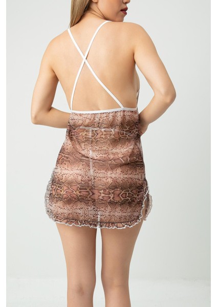 Phevos Desenli Göğüs Dekolteli Gecelik indirimleri