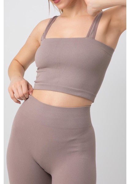 Seamless Fitilli Kare Yaka Kalın Askılı Spor Sütyen fiyatları