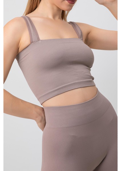 Seamless Fitilli Kare Yaka Kalın Askılı Spor Sütyen fırsatları