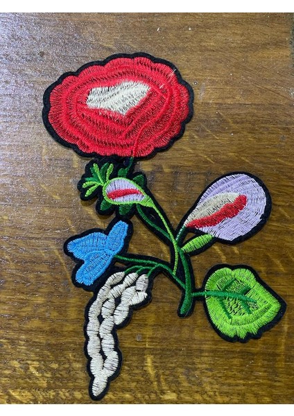17X11 cm Ütü Ile Yapışan Gül Aplike Arma Yama Dikiş Aksesuarı