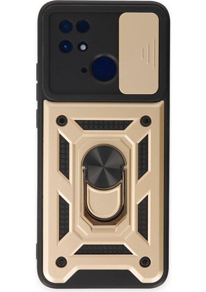 Xiaomi Poco C40 Kılıf Kamera Korumalı Sürgülü Yüzüklü Standlı Tank