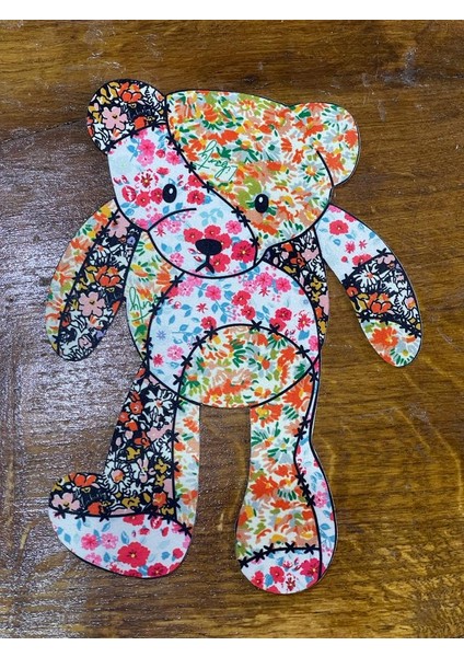 22X16 cm Ütü Ile Yapışan Çiçekli Ayı Aplike Arma Yama Dikiş Aksesuarı