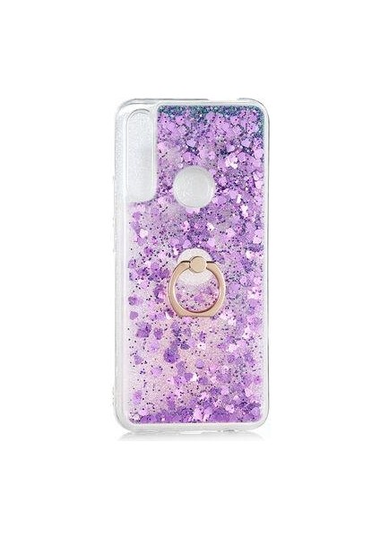 Huawei Y9 Prime 2019 Kılıf Sulu Simli Akışkan Silikon