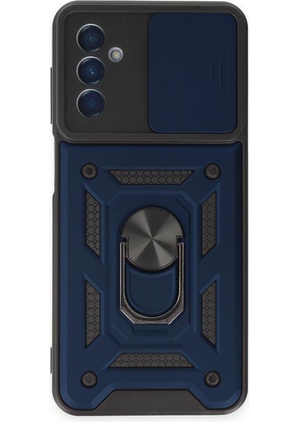 Samsung Galaxy M13 Kılıf Kamera Korumalı Sürgülü Yüzüklü Standlı Tank