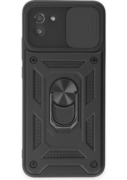 Samsung Galaxy A03 Kılıf Kamera Korumalı Sürgülü Yüzüklü Standlı Tank