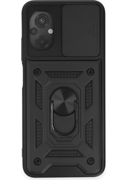 Xiaomi Poco M5 Kılıf Kamera Korumalı Sürgülü Yüzüklü Standlı Tank