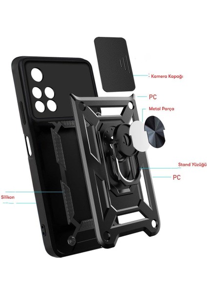 Xiaomi Redmi 9t Kılıf Kamera Korumalı Sürgülü Yüzüklü Standlı Tank modelleri